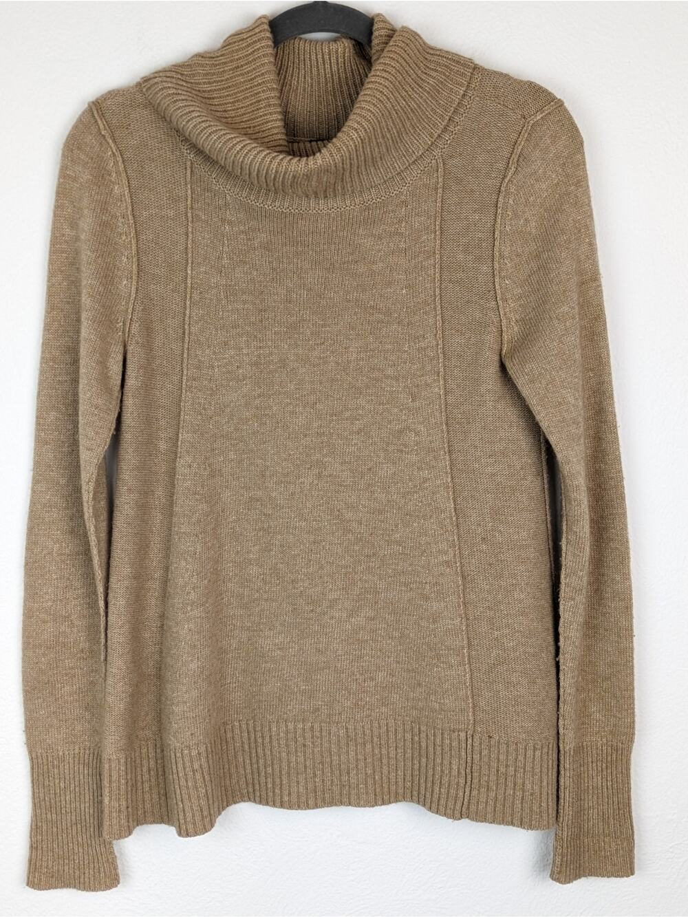Ann Taylor Sweater Cowl Merino Wool Cashmere Neutral Fall Winter Tan Size XS
